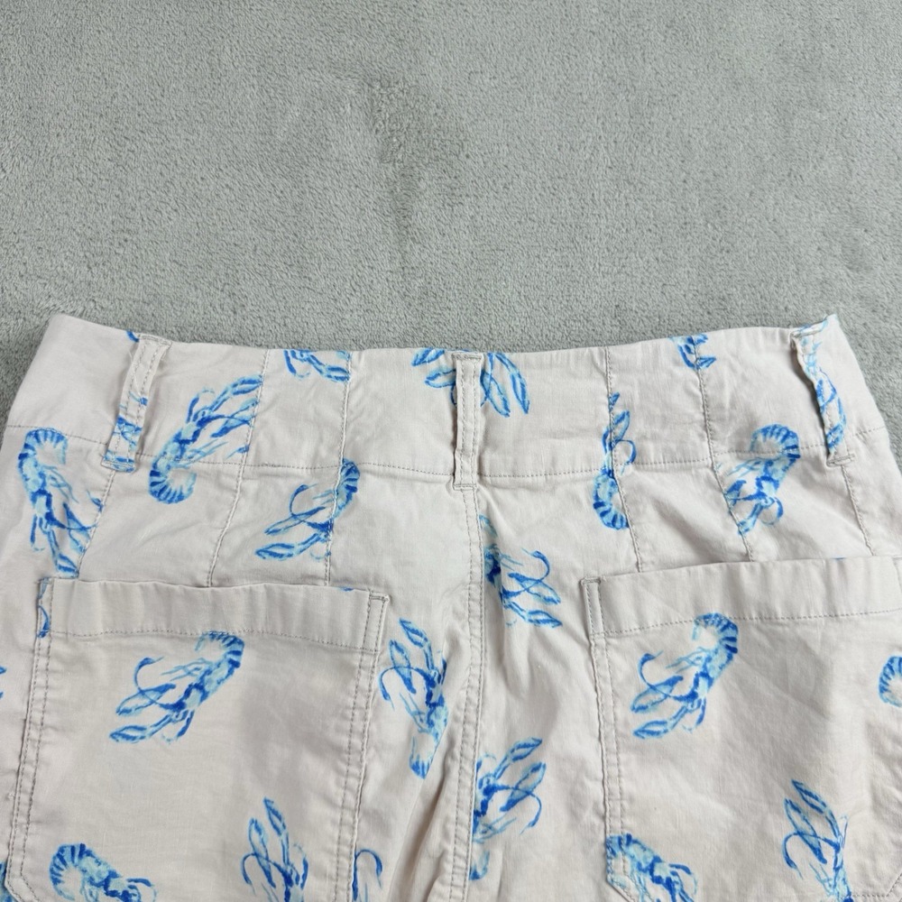 Maeve Anthropologie Pants Womens 29 Beige Collete Blue Lobster Cropped Wide Leg - Picture 16 of 16